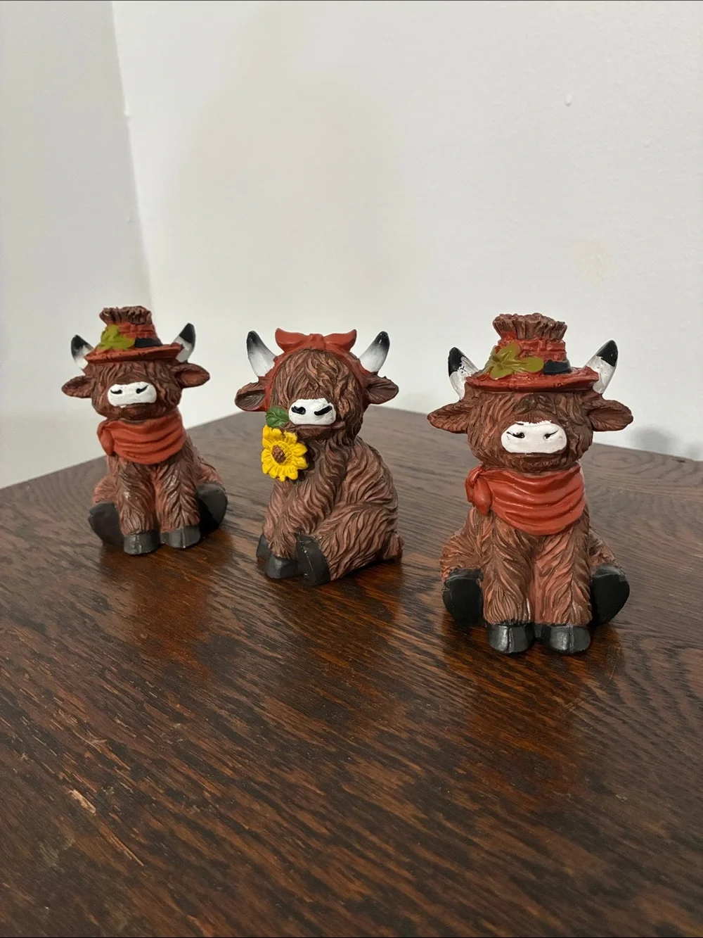NWT- Set of 3- Fall Harvest- The rHighland Cow Figurines